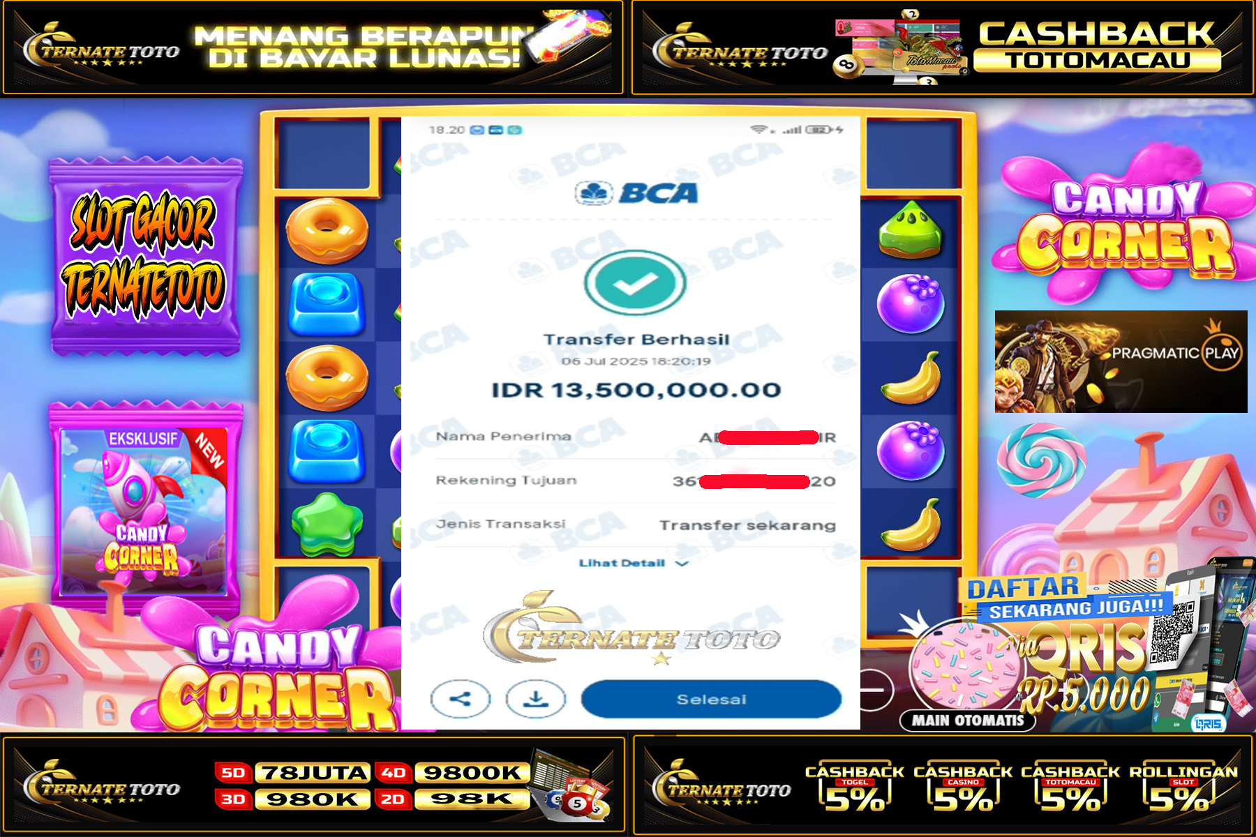 TERNATETOTO - JACKPOT CANDY CORNER Rp.22,000,000,-